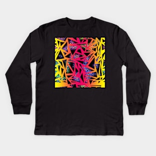 Colorful leopard skin texture with triangles Kids Long Sleeve T-Shirt